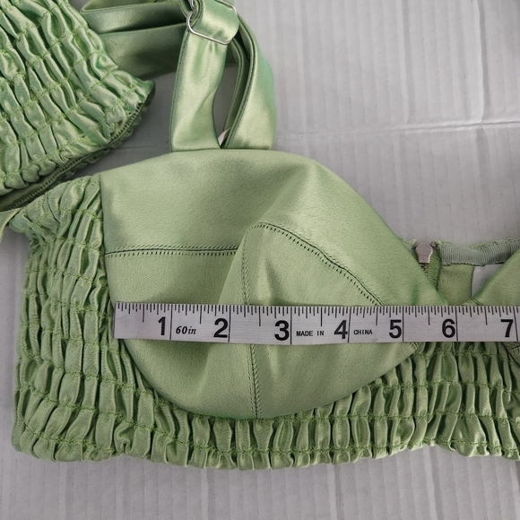 ALIÉTTE Green Silky Bralette Top Size 4 - Picture 13 of 16